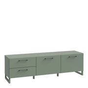 Sali 2 Door 2 Drawer TV Unit in Sage Green - Price Crash Furniture