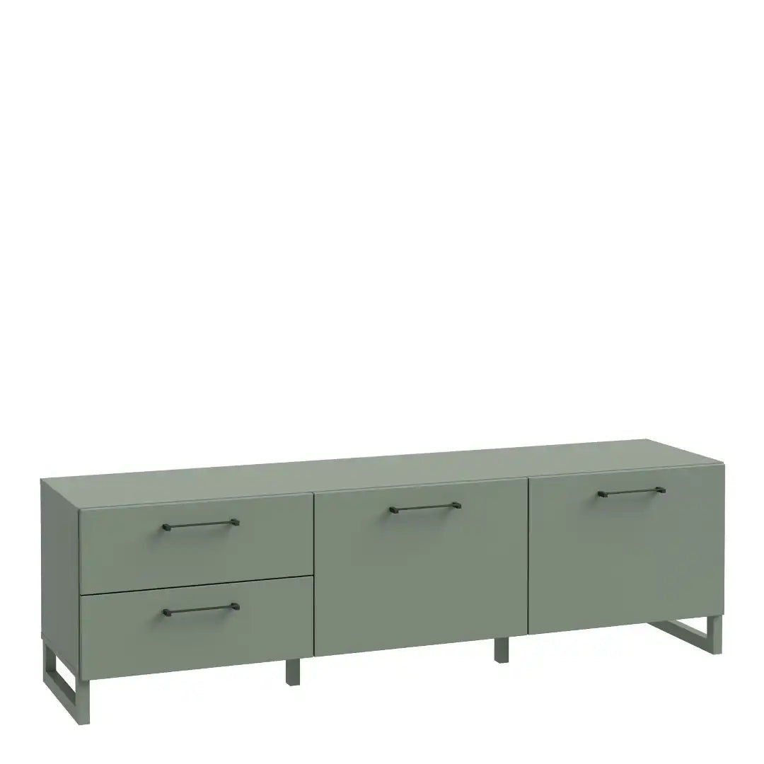 Sali 2 Door 2 Drawer TV Unit in Sage Green - Price Crash Furniture