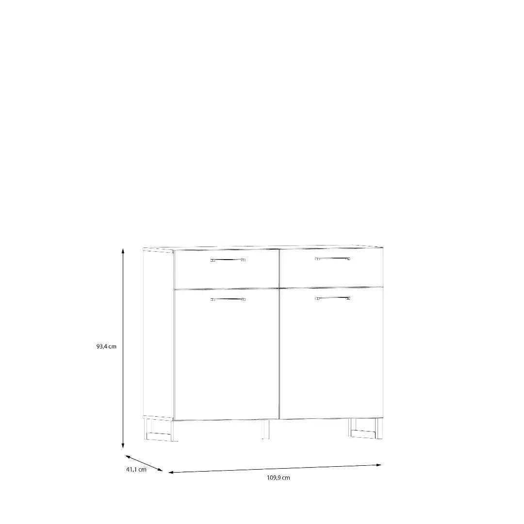 Sali 2 Door 2 Drawer Chest in Sage Green - Price Crash Furniture