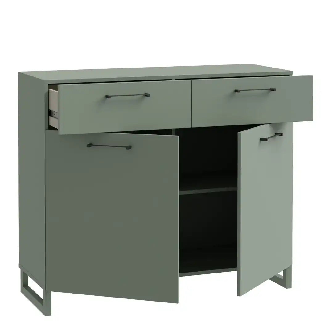 Sali 2 Door 2 Drawer Chest in Sage Green - Price Crash Furniture