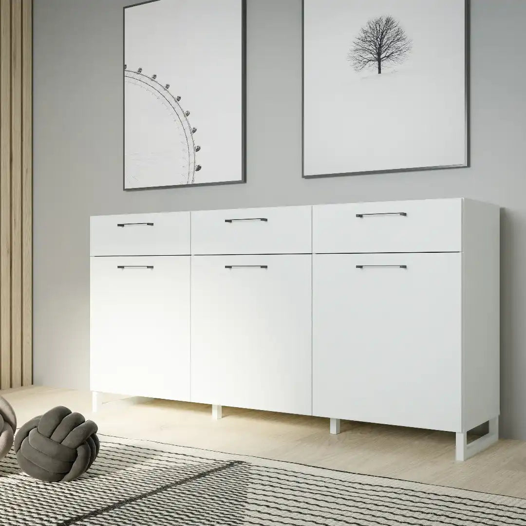 Sali 3 Door 3 Drawer Chest in Light Grey - Price Crash Furniture
