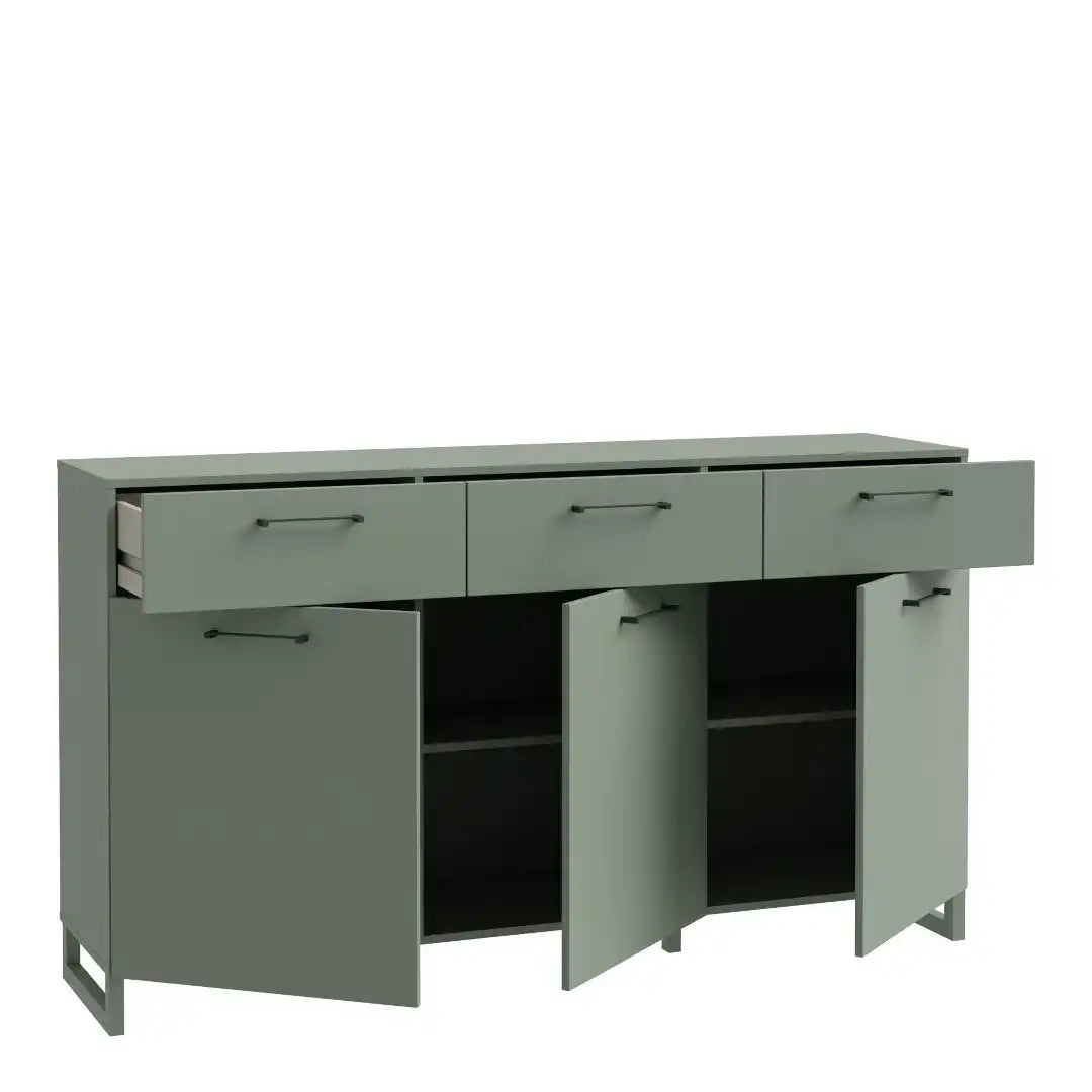 Sali 3 Door 3 Drawer Chest in Sage Green - Price Crash Furniture