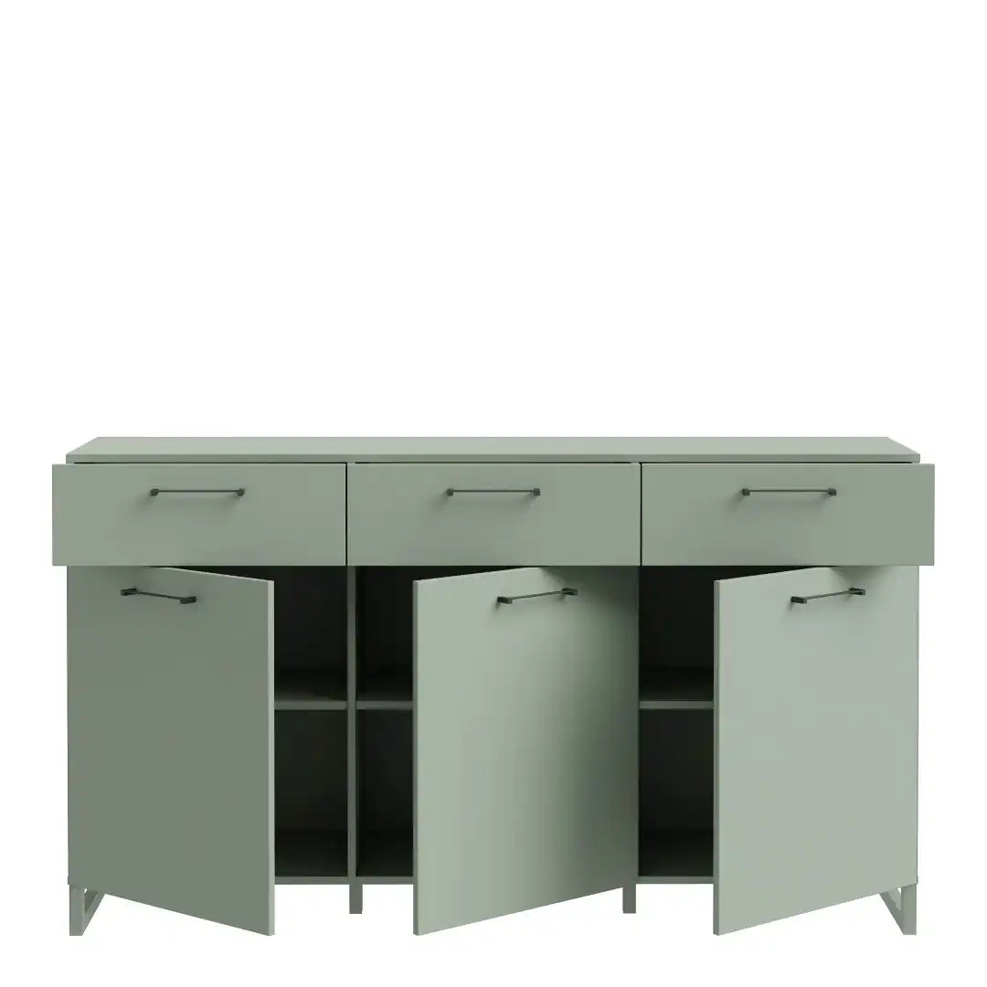 Sali 3 Door 3 Drawer Chest in Sage Green - Price Crash Furniture