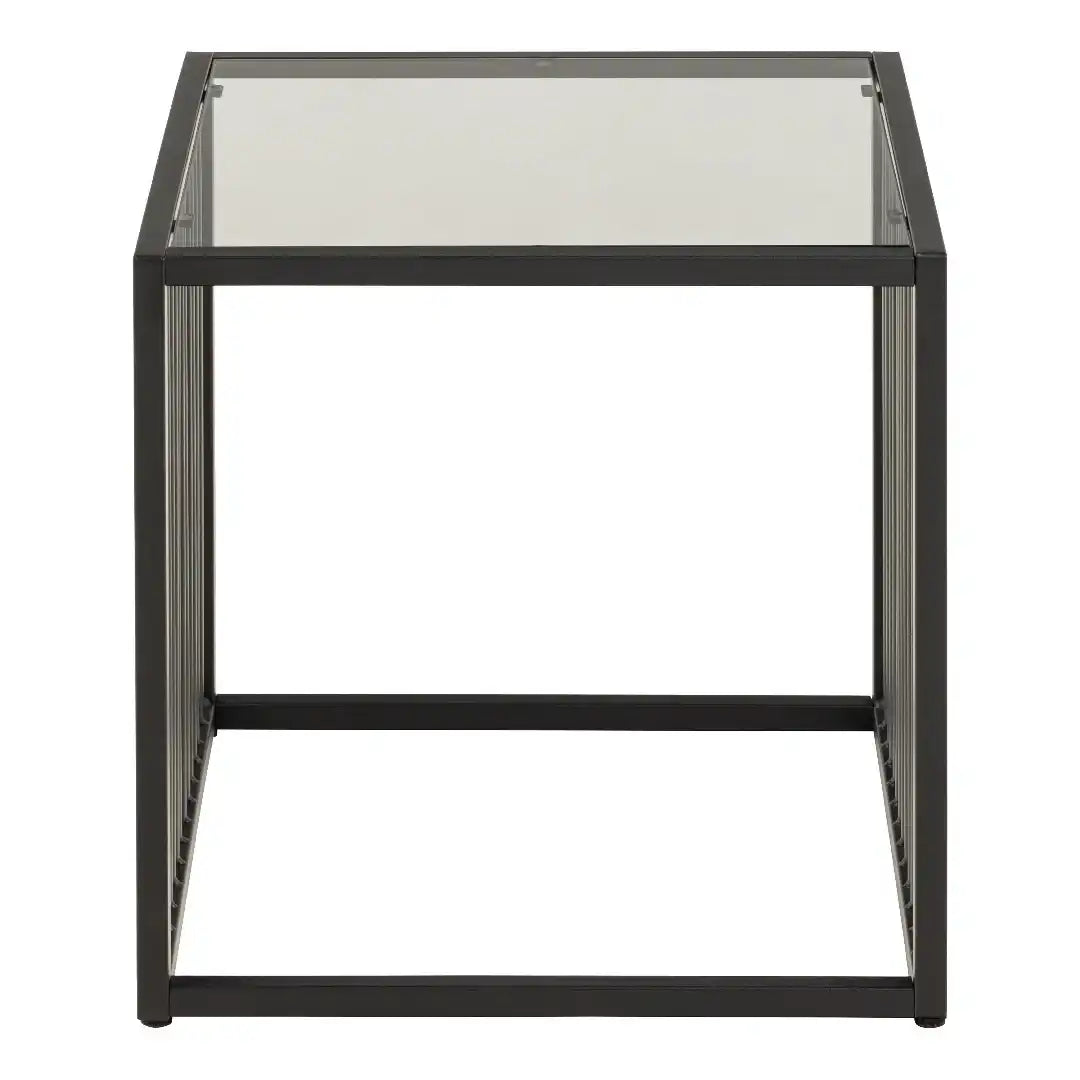 Strington Side Table in Black with Glass Top - Price Crash Furniture