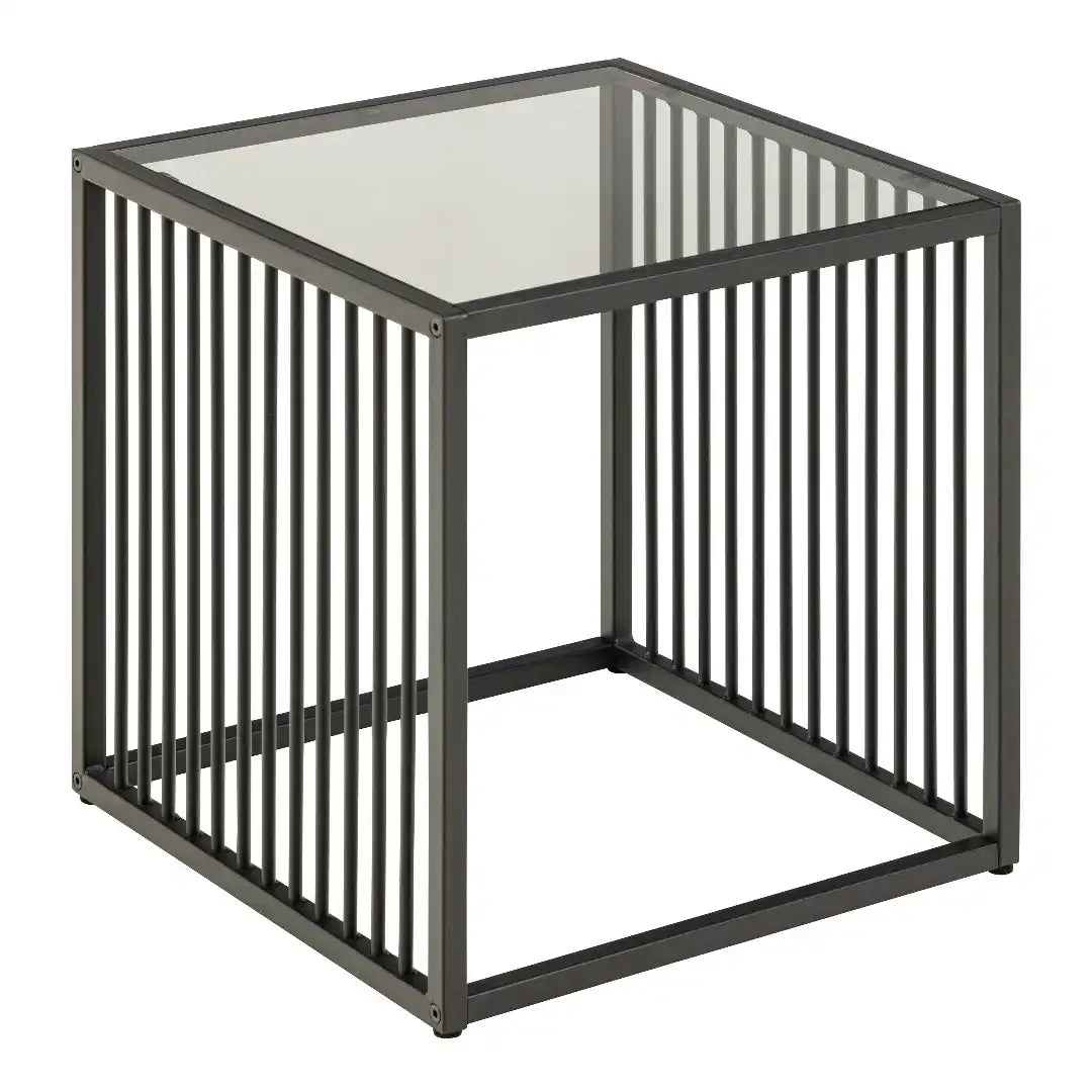 Strington Side Table in Black with Glass Top - Price Crash Furniture