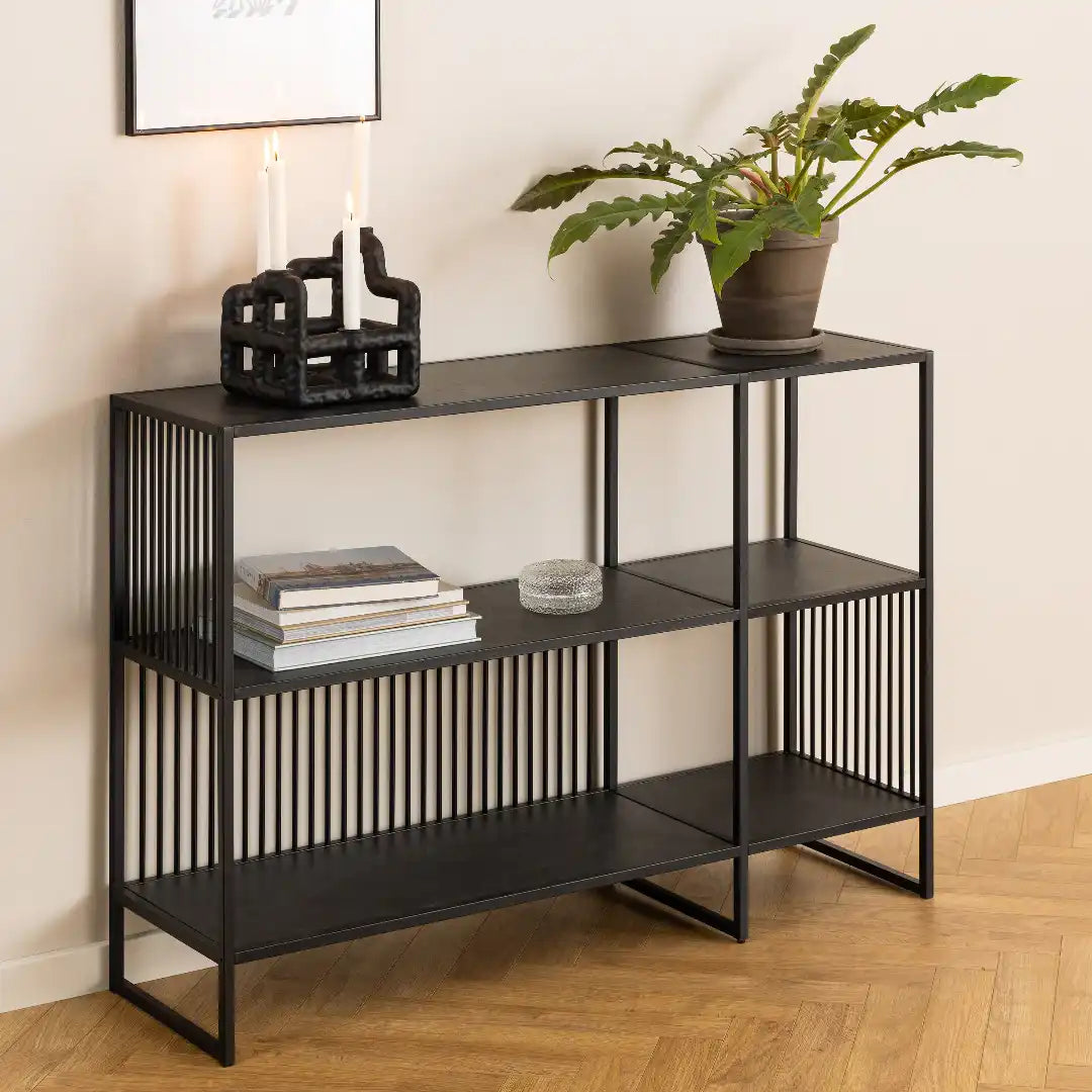 Strington Bookcase with 2 Shelves in Black - Price Crash Furniture