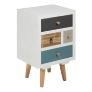 Thais White Shabby Chic Multi Coloured Bedside with 4 Drawers - Price Crash Furniture
