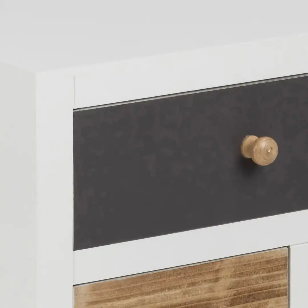 Thais White Shabby Chic Multi Coloured Bedside with 4 Drawers - Price Crash Furniture