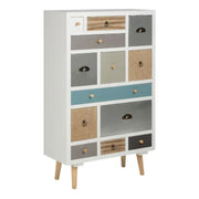 Thais White Shabby Chic Multi Coloured 13 Drawer Chest - Price Crash Furniture