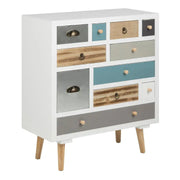 Thais White Shabby Chic Multi Coloured 11 Drawer Chest - Price Crash Furniture