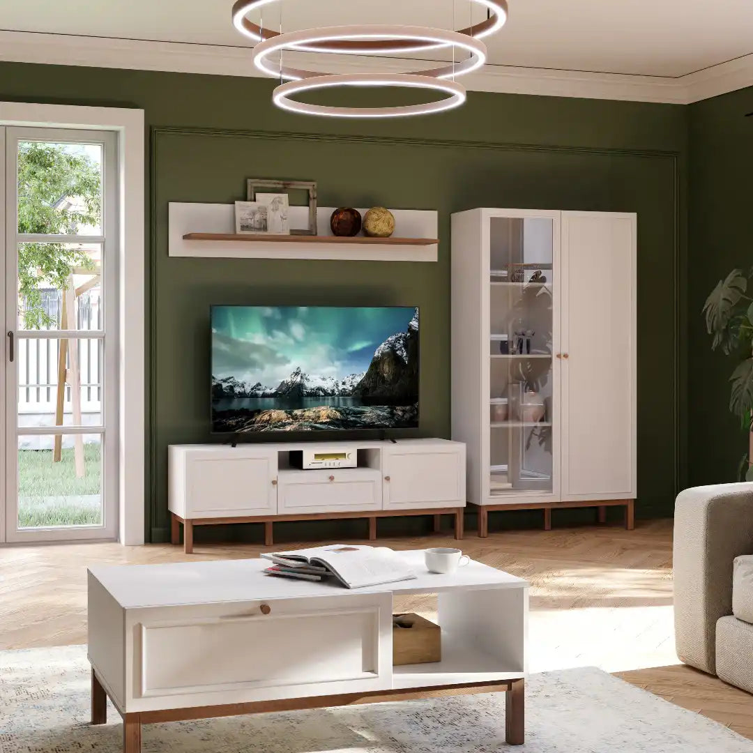 Wensley Wall Shelf in Light Grey and Oak - Price Crash Furniture