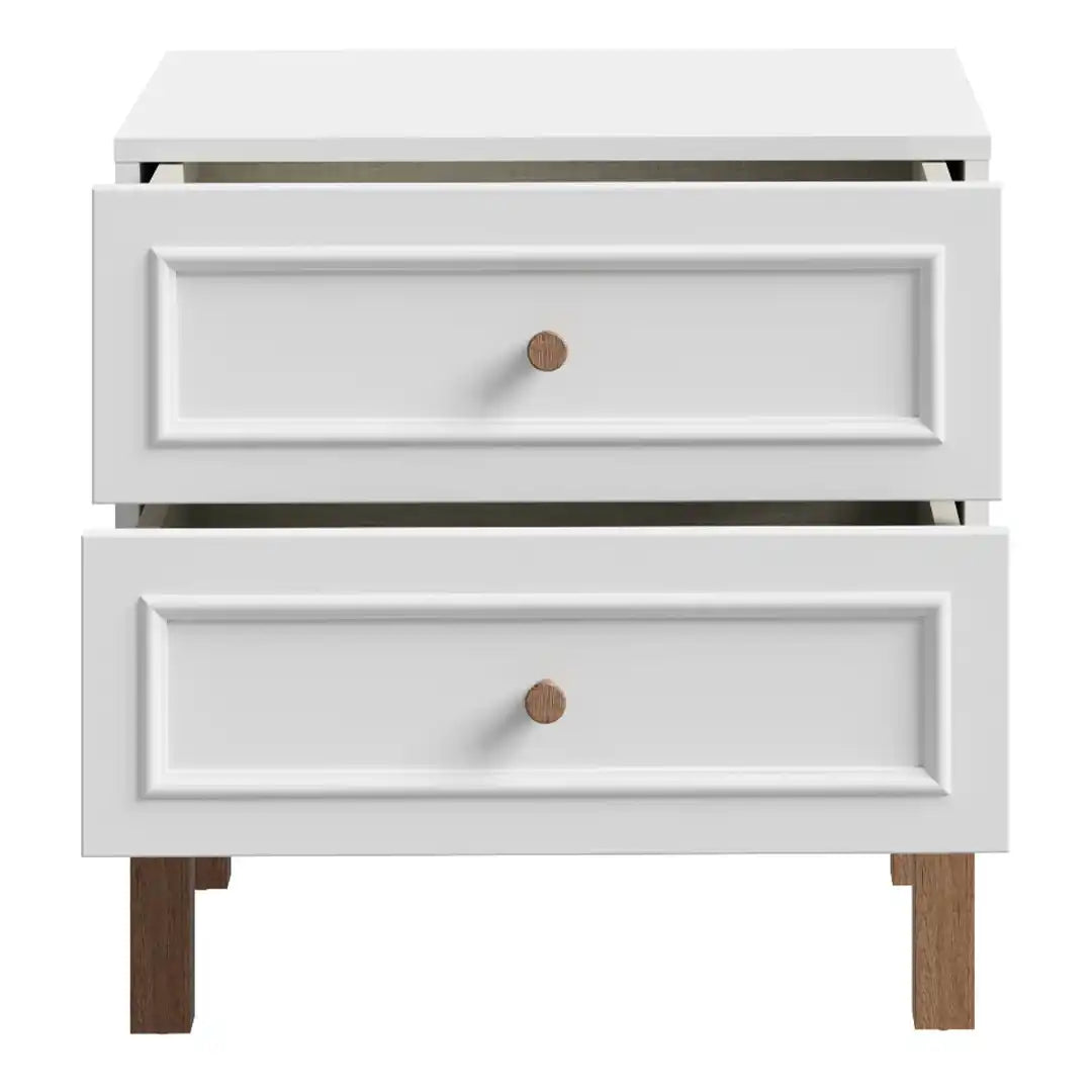 Wensley 2 Drawer Bedside Chest in Light Grey and Oak - Price Crash Furniture