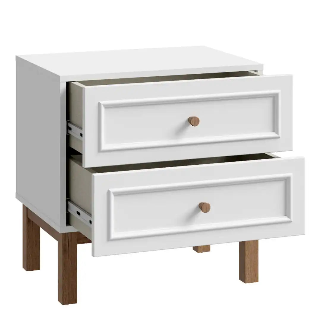 Wensley 2 Drawer Bedside Chest in Light Grey and Oak - Price Crash Furniture