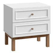 Wensley 2 Drawer Bedside Chest in Light Grey and Oak - Price Crash Furniture