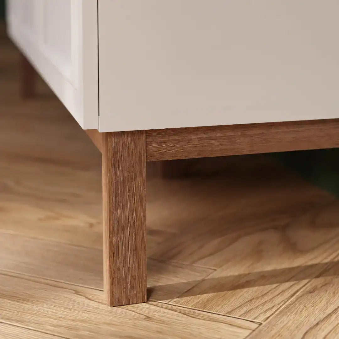 Wensley 2 Drawer Bedside Chest in Light Grey and Oak - Price Crash Furniture