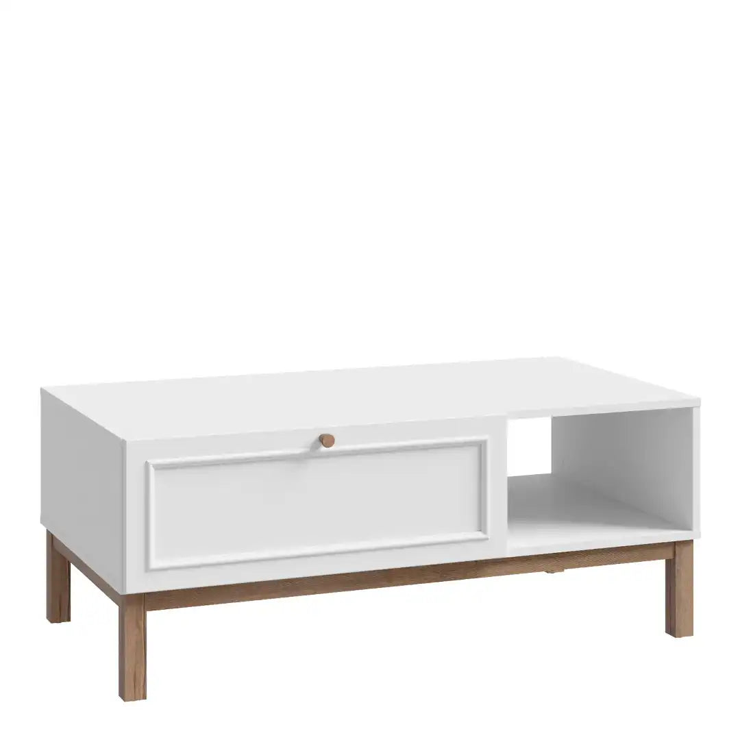 Wensley 1 Drawer Coffee Table in Light Grey and Oak - Price Crash Furniture