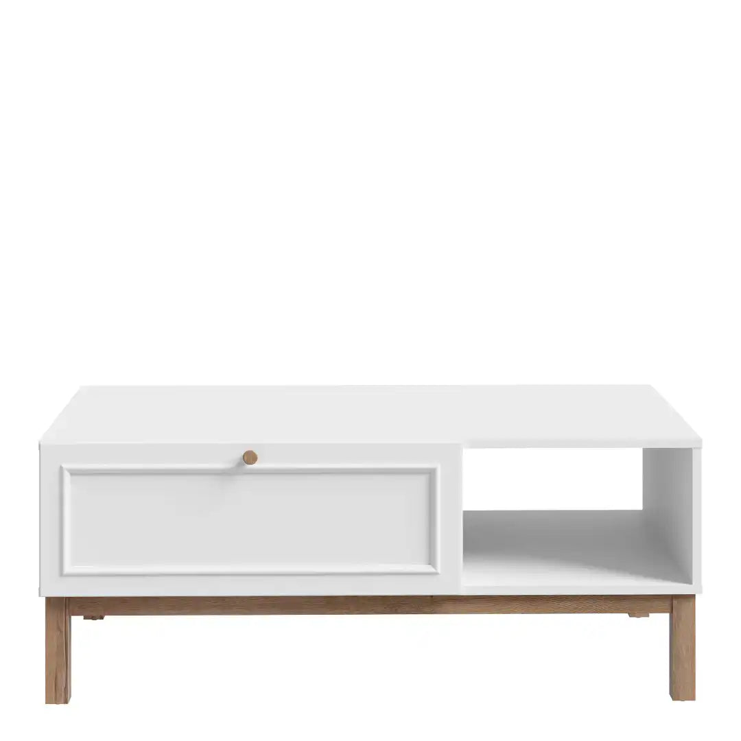 Wensley 1 Drawer Coffee Table in Light Grey and Oak - Price Crash Furniture