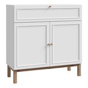 Wensley 2 Door 1 Drawer Console in Light Grey and Oak - Price Crash Furniture