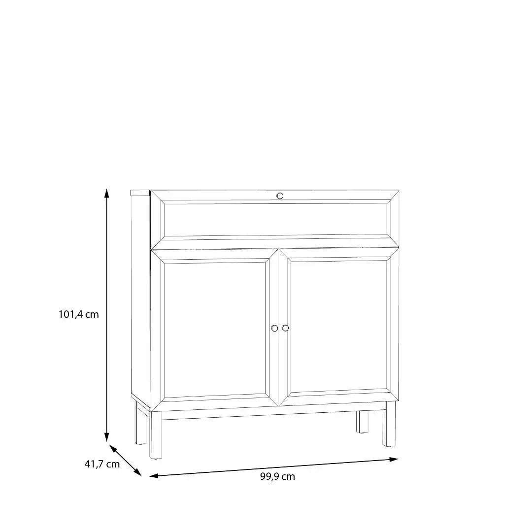 Wensley 2 Door 1 Drawer Console in Light Grey and Oak - Price Crash Furniture