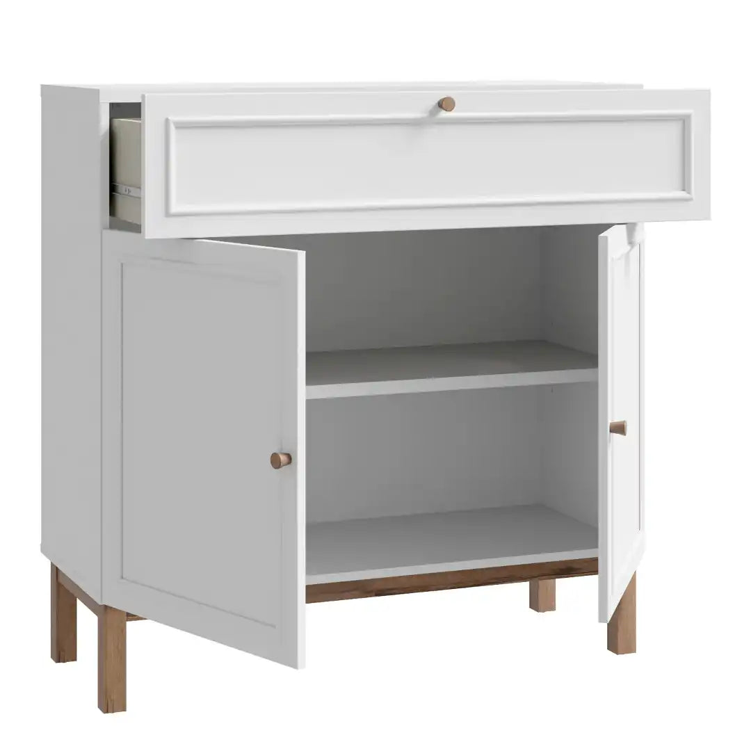 Wensley 2 Door 1 Drawer Console in Light Grey and Oak - Price Crash Furniture