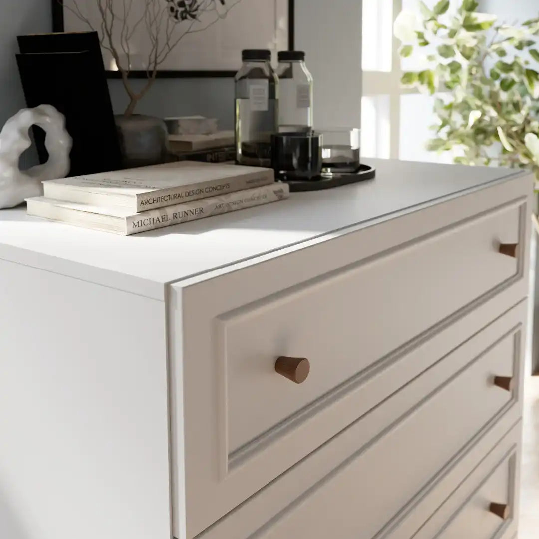Wensley 3 Drawer Chest in Light Grey and Oak - Price Crash Furniture