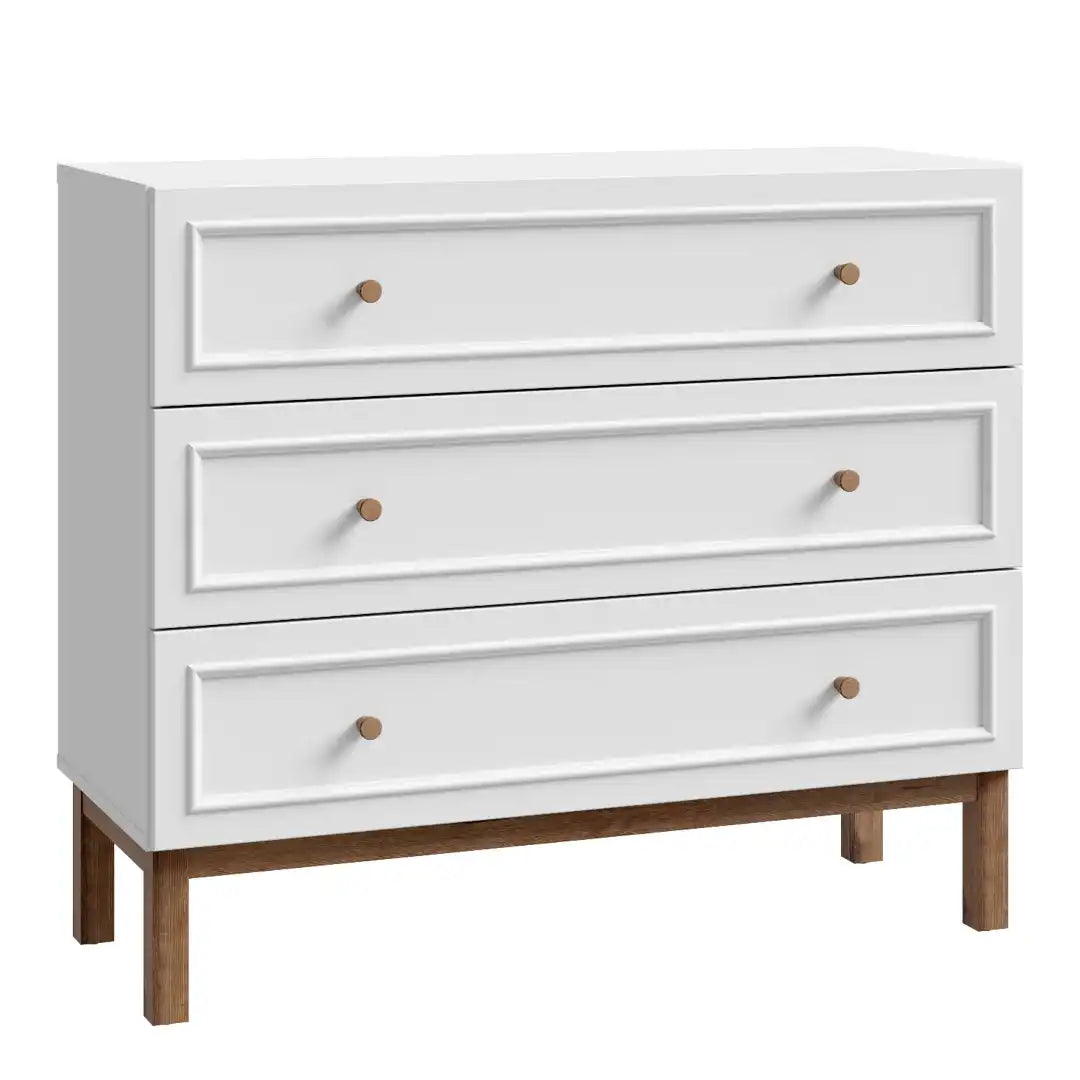 Wensley 3 Drawer Chest in Light Grey and Oak - Price Crash Furniture