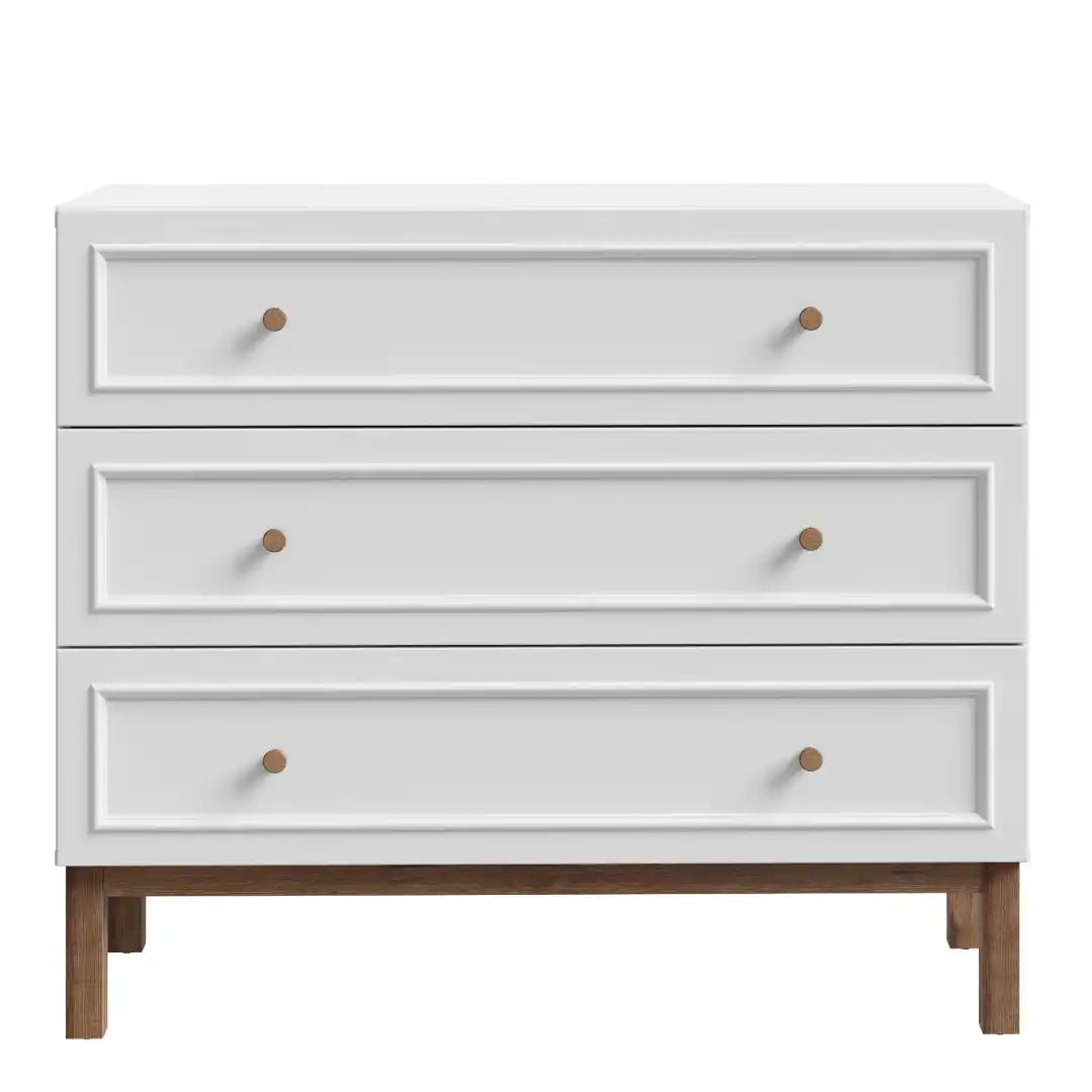 Wensley 3 Drawer Chest in Light Grey and Oak - Price Crash Furniture