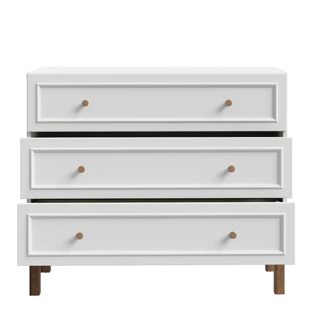 Wensley 3 Drawer Chest in Light Grey and Oak - Price Crash Furniture