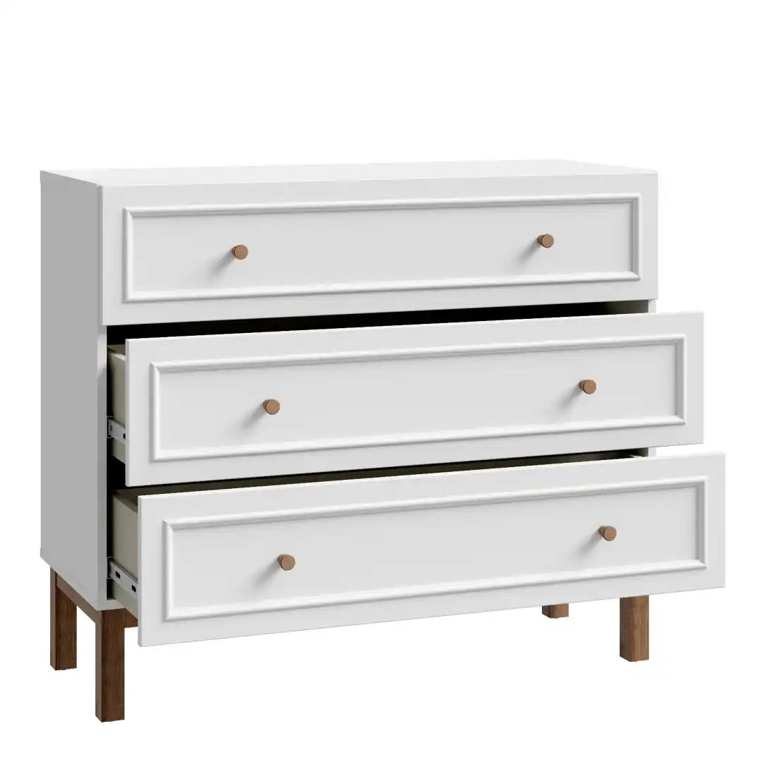 Wensley 3 Drawer Chest in Light Grey and Oak - Price Crash Furniture