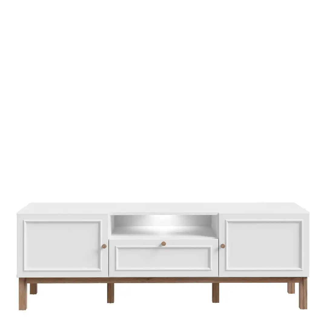 Wensley 2 Door 1 Drawer TV Unit in Light Grey and Oak inc LED Lighting - Price Crash Furniture