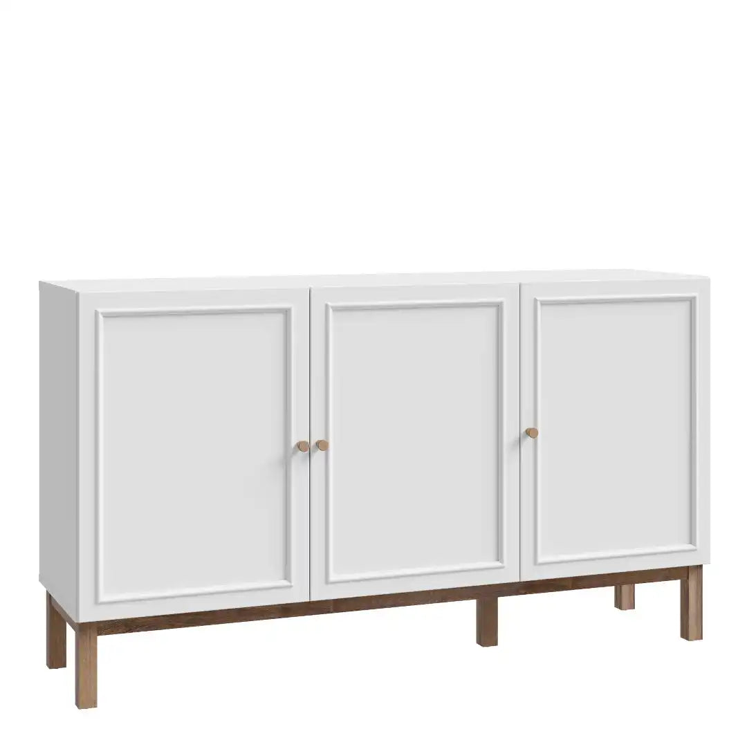 Wensley 3 Door 1 Drawer Sideboard in Light Grey and Oak - Price Crash Furniture