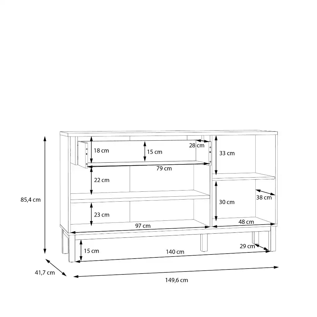 Wensley 3 Door 1 Drawer Sideboard in Light Grey and Oak - Price Crash Furniture