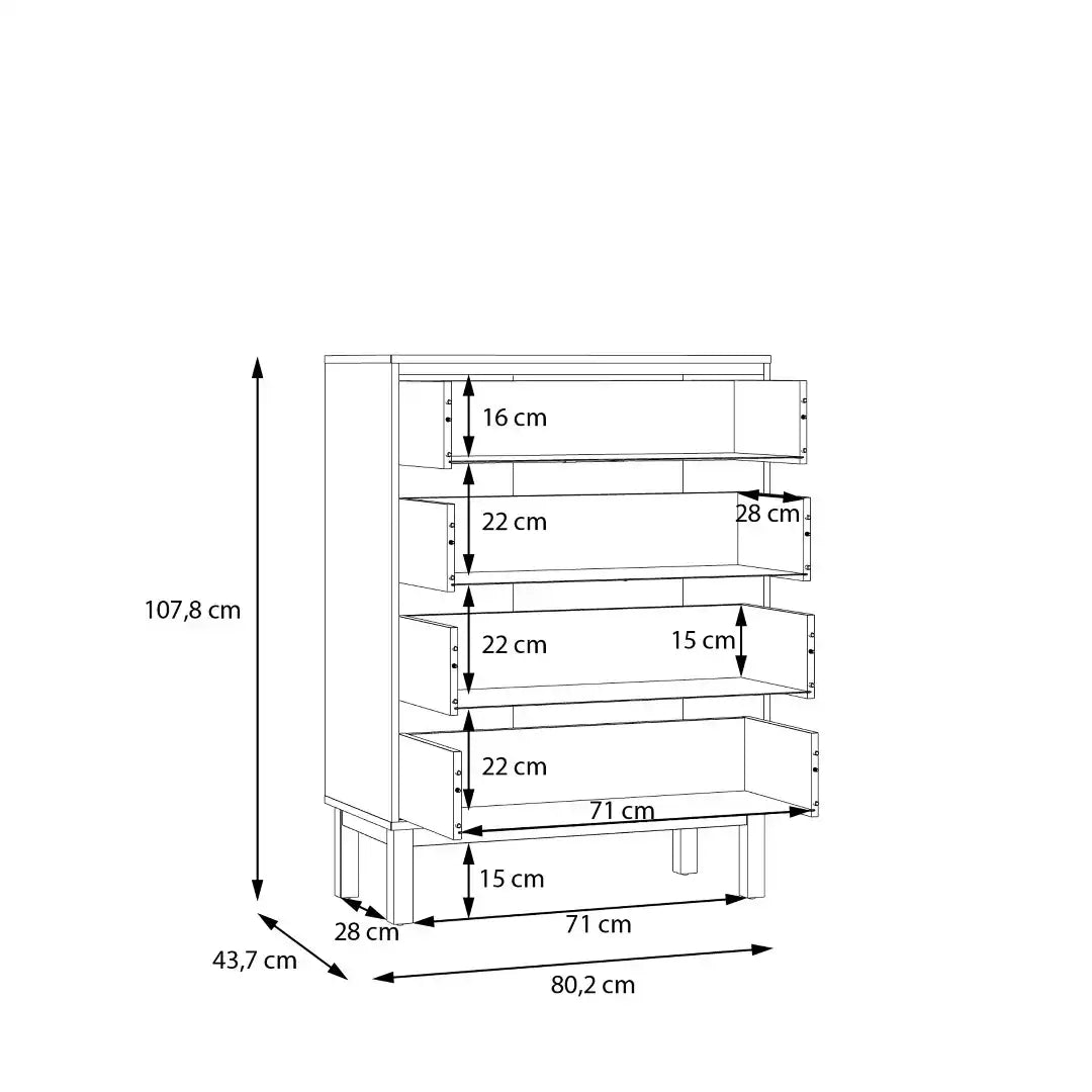 Wensley 4 Drawer Chest in Light Grey and Oak - Price Crash Furniture