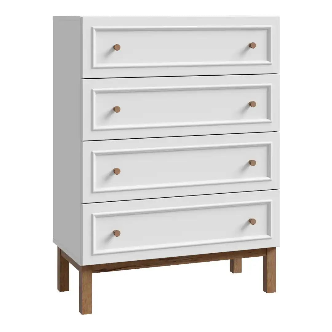 Wensley 4 Drawer Chest in Light Grey and Oak - Price Crash Furniture
