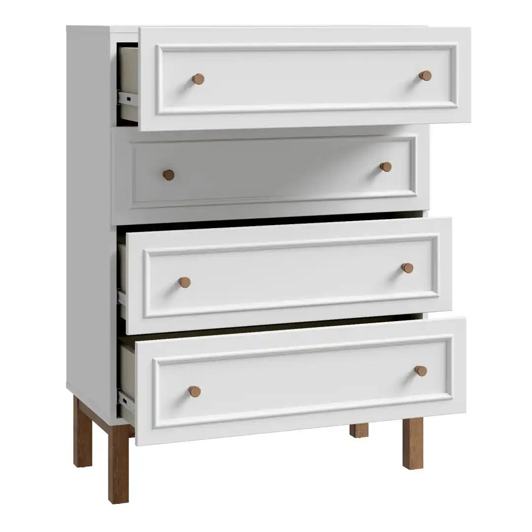 Wensley 4 Drawer Chest in Light Grey and Oak - Price Crash Furniture
