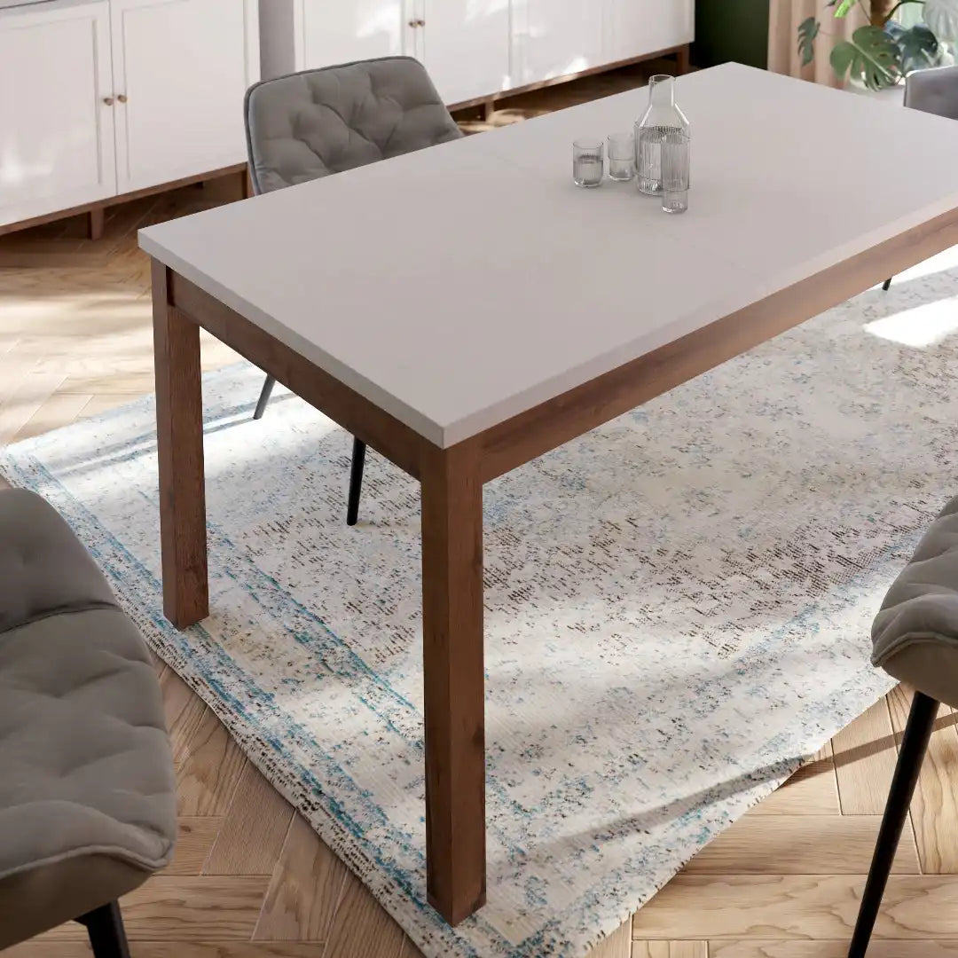 Wensley Dining Table in Light Grey and Oak - Price Crash Furniture