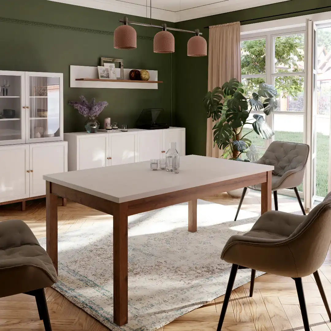 Wensley Dining Table in Light Grey and Oak - Price Crash Furniture