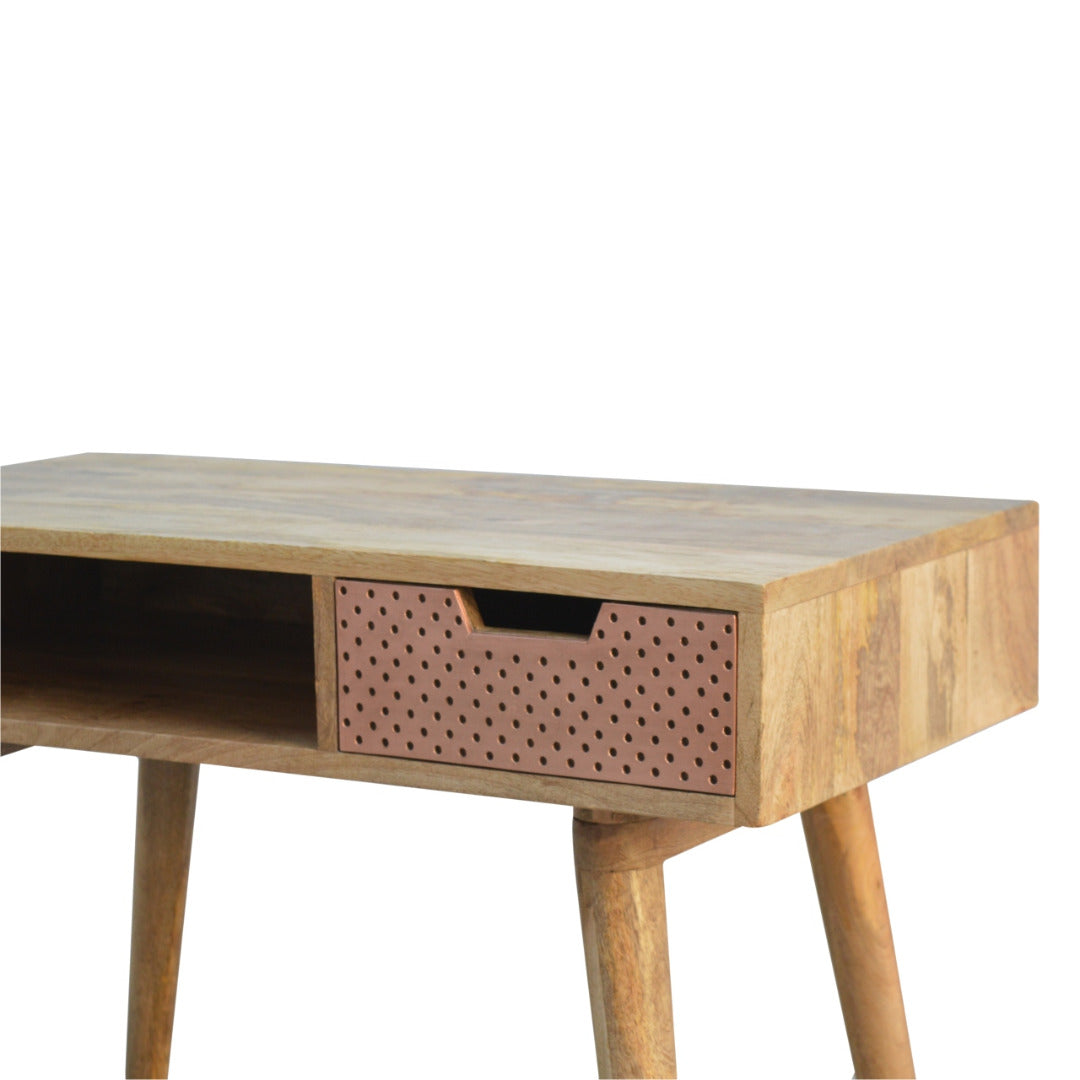 ArtHaus Collection Perforated Copper Front Nordic Style Writing Desk With 1 Drawer
