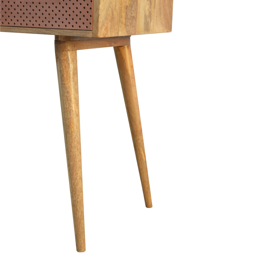 ArtHaus Collection Perforated Copper Front Nordic Style Writing Desk With 1 Drawer