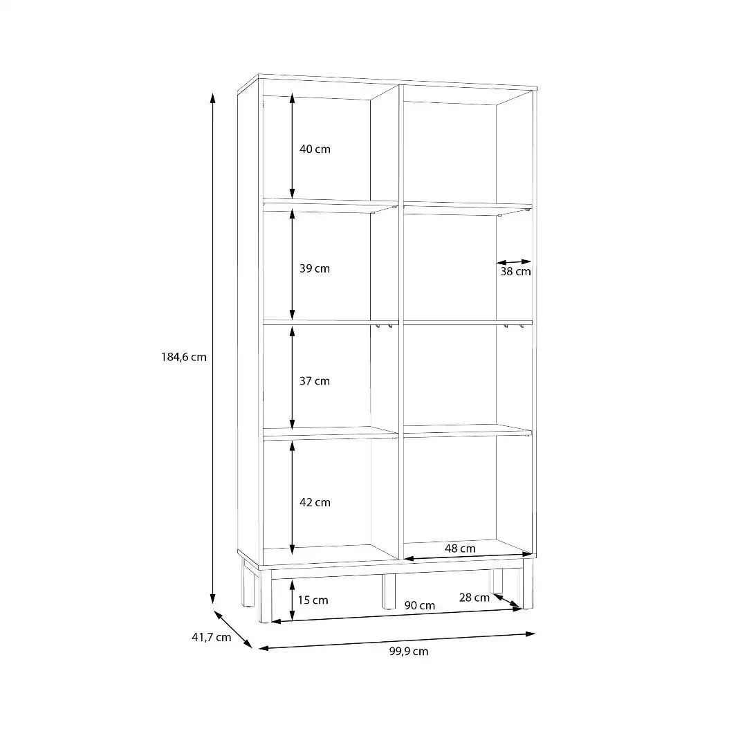 Wensley Display Cabinet with 1 Door and 1 Glass Door in Light Grey and Oak - Price Crash Furniture