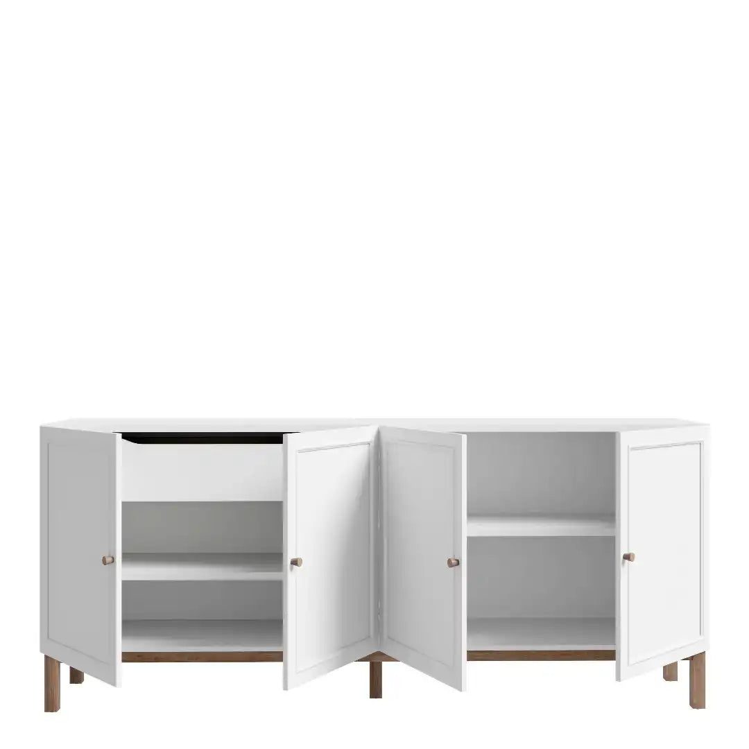 Wensley 4 Door 1 Drawer Sideboard in Light Grey and Oak - Price Crash Furniture