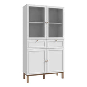 Wensley Display Cabinet with 2 Doors 2 Drawers and 2 Glass Doors in Light Grey and Oak - Price Crash Furniture
