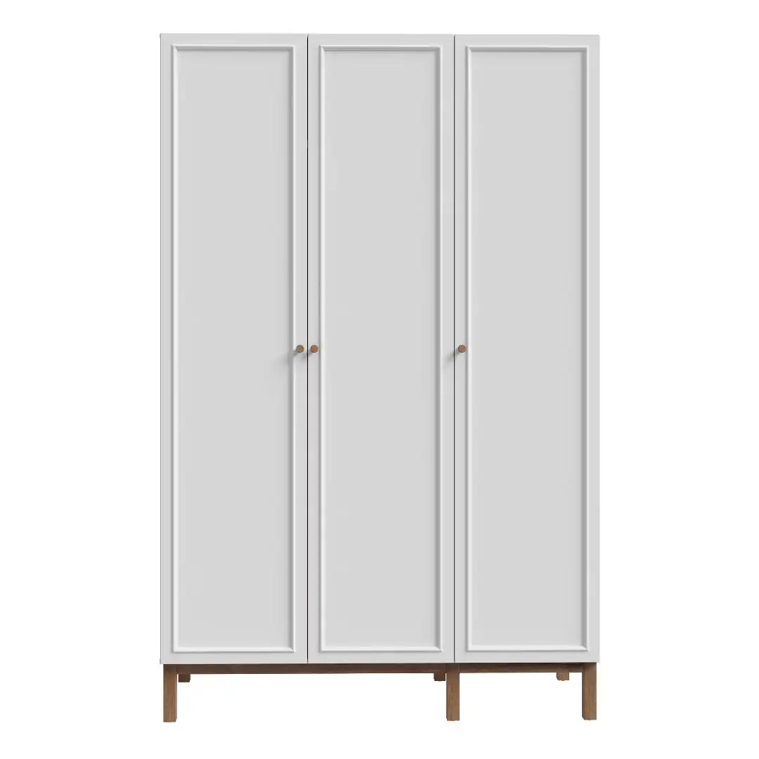 Wensley 3 Door Wardrobe in Light Grey and Oak - Price Crash Furniture