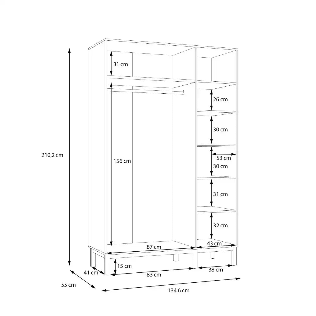 Wensley 3 Door Wardrobe in Light Grey and Oak - Price Crash Furniture