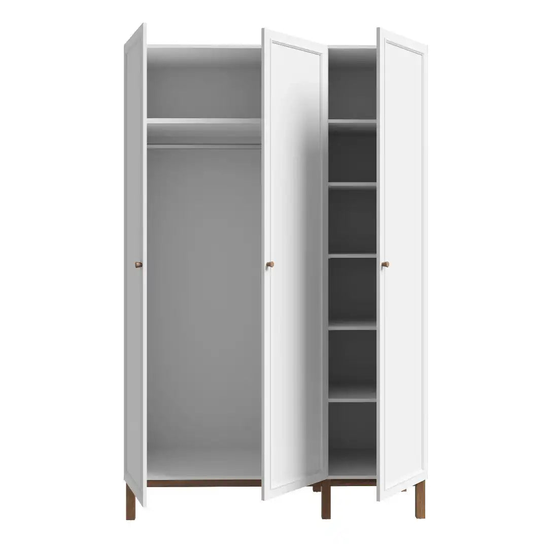 Wensley 3 Door Wardrobe in Light Grey and Oak - Price Crash Furniture