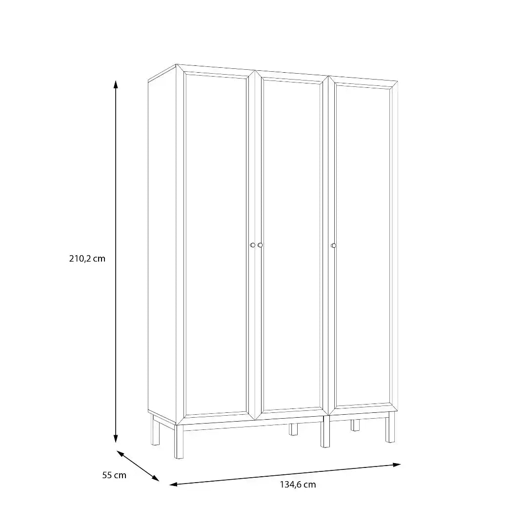 Wensley 3 Door Wardrobe in Light Grey and Oak - Price Crash Furniture