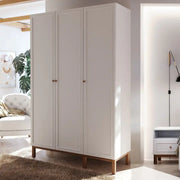 Wensley 3 Door Wardrobe in Light Grey and Oak - Price Crash Furniture
