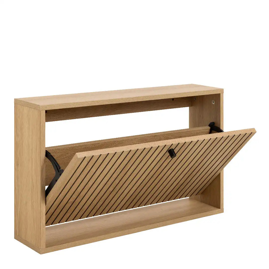 Albany Shoe Cabinet 1 Flip Down Door In Oak - Price Crash Furniture