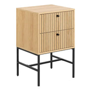 Albany 2 Drawer Bedside Table in Oak/Black Legs - Price Crash Furniture