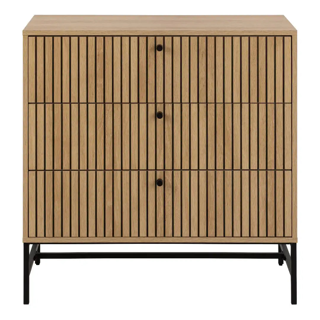 Albany Chest of 3 Drawers in Oak/Black Legs - Price Crash Furniture